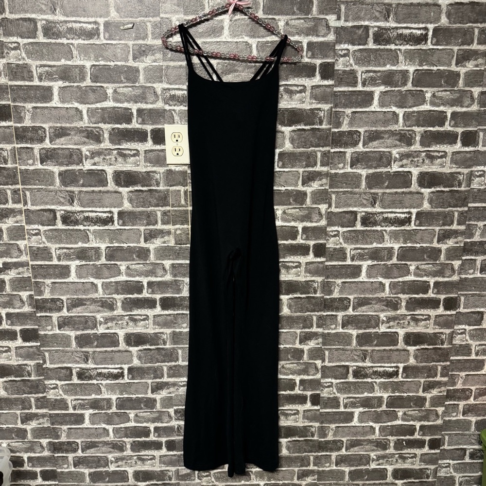 Pink Victoria’s Secret jumpsuit black flare leg Strappy back